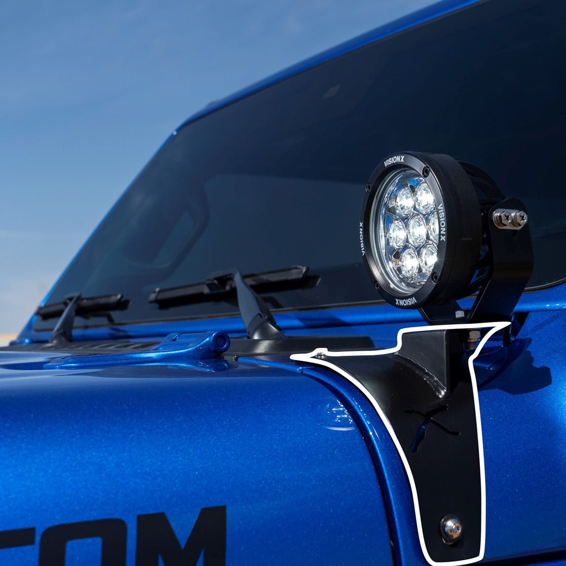 18+ Jeep JL / '20+ Jeep Gladiator Cowl Light Kit (With 4.7" CG2 Light Cannon)-M.O.R.E.