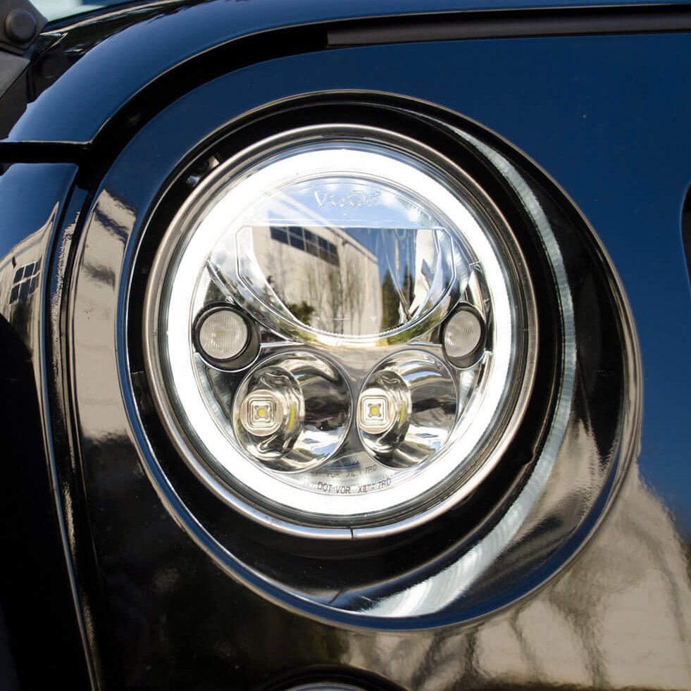 2007-2017 Jeep JK VX LED Headlight Kit - Black Chrome | Amber Halo-M.O.R.E.