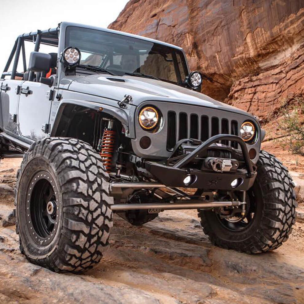 2007-2017 Jeep JK VX LED Headlight Kit - Black Chrome | Amber Halo-M.O.R.E.