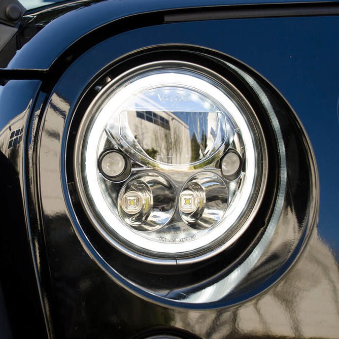 2007-2017 Jeep JK VX LED Headlight Kit - Chrome | Amber Halo-M.O.R.E.