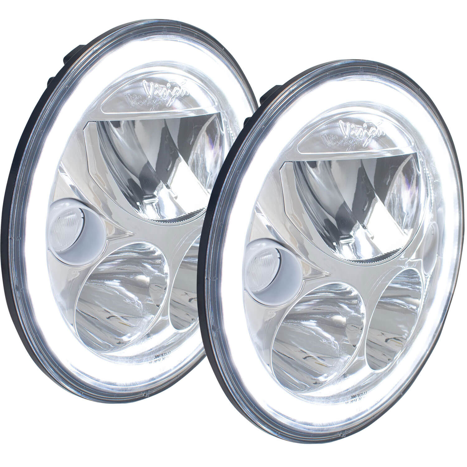 2007-2017 Jeep JK VX LED Headlight Kit - Chrome | White Halo-M.O.R.E.