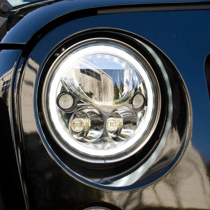 2007-2017 Jeep JK VX LED Headlight Kit - Chrome | White Halo-M.O.R.E.