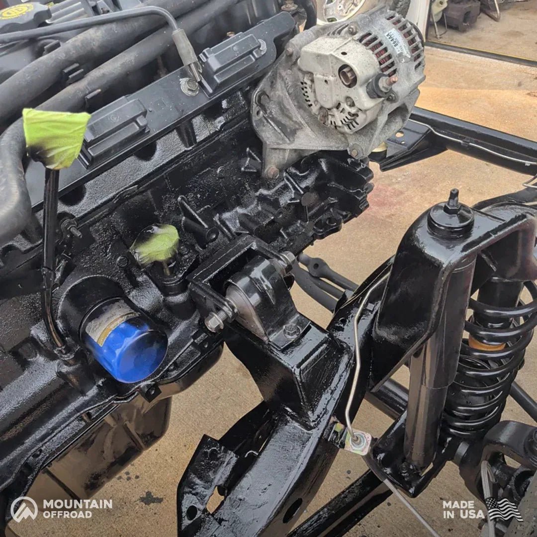4.0L Motor Mount Frame Horn conversion for Jeep Wrangler TJ (1997-06) with a factory 4-cylinder frame (TJ4.0FH)-M.O.R.E.
