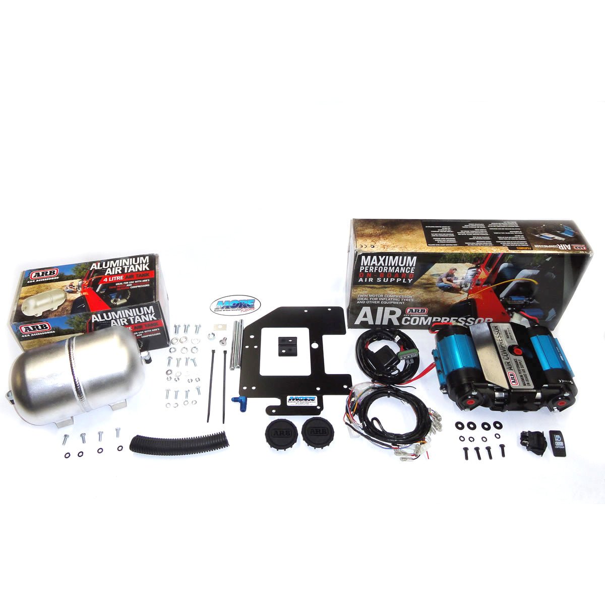 Bundle Pricing: ARB Mounting Bracket (ARBJKR), ARB Air Compressor (CKMTA12), & ARB 1 Gallon Tank (171507) for Jeep Wrangler JK Unlimited 4 Door(2007-18)-M.O.R.E.