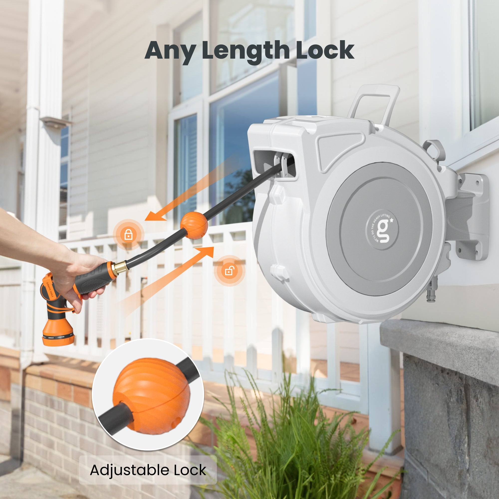 Retractable Garden Hose Reel-1/2 in-65ft-M.O.R.E.