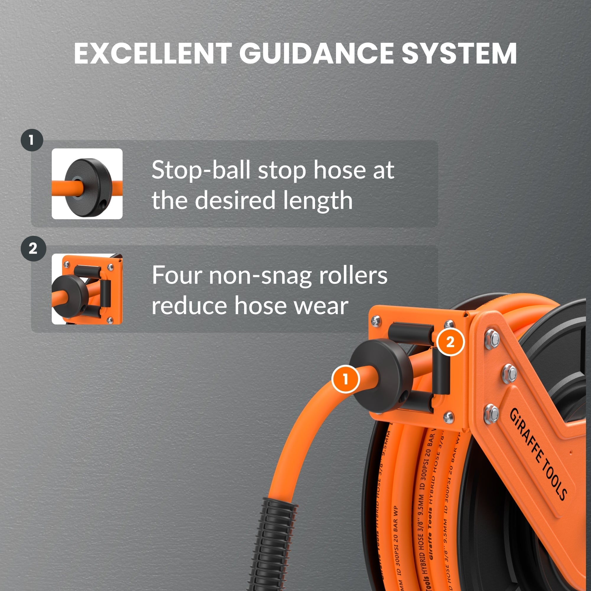 Retractable Air Hose Reel-Alloy Steel Reel-3/8in 25ft-50ft-M.O.R.E.