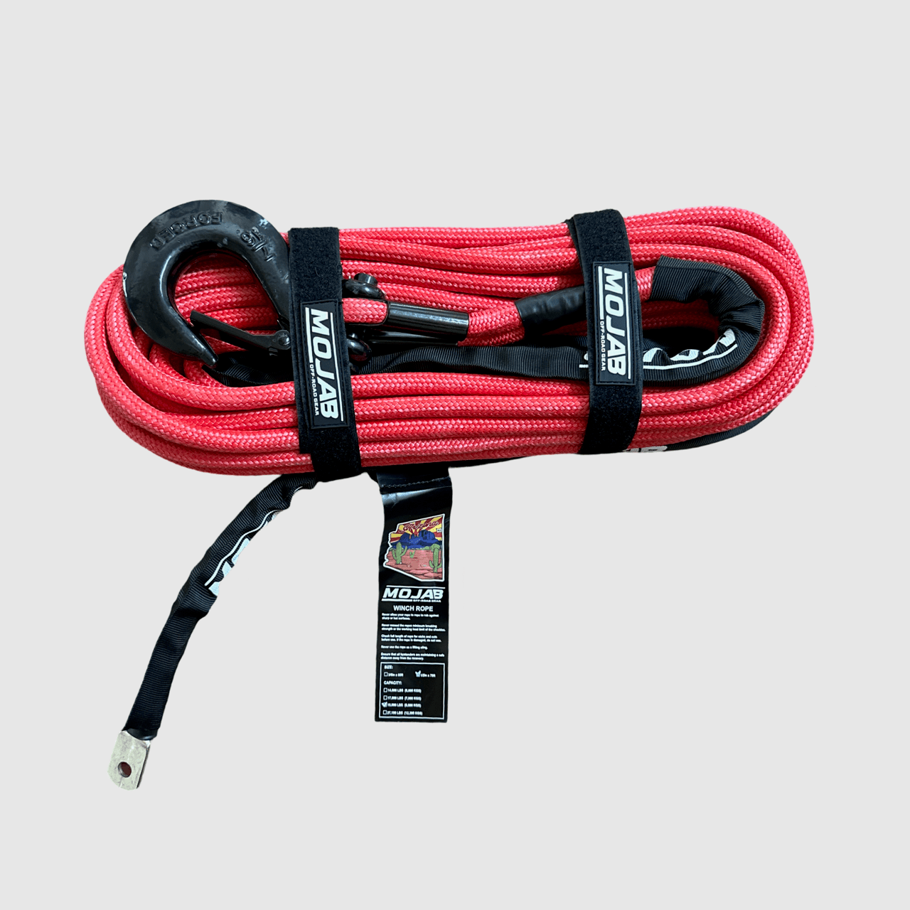 1/2'' x 78' Double Braided Winch Rope with removeable forged winch hook-M.O.R.E.