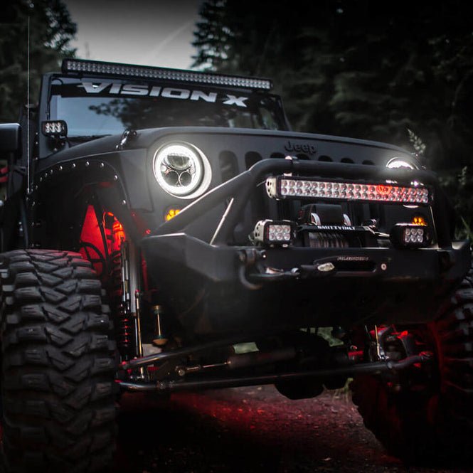 2007-2017 Jeep JK VX LED Headlight Kit - Chrome | Amber Halo-M.O.R.E.