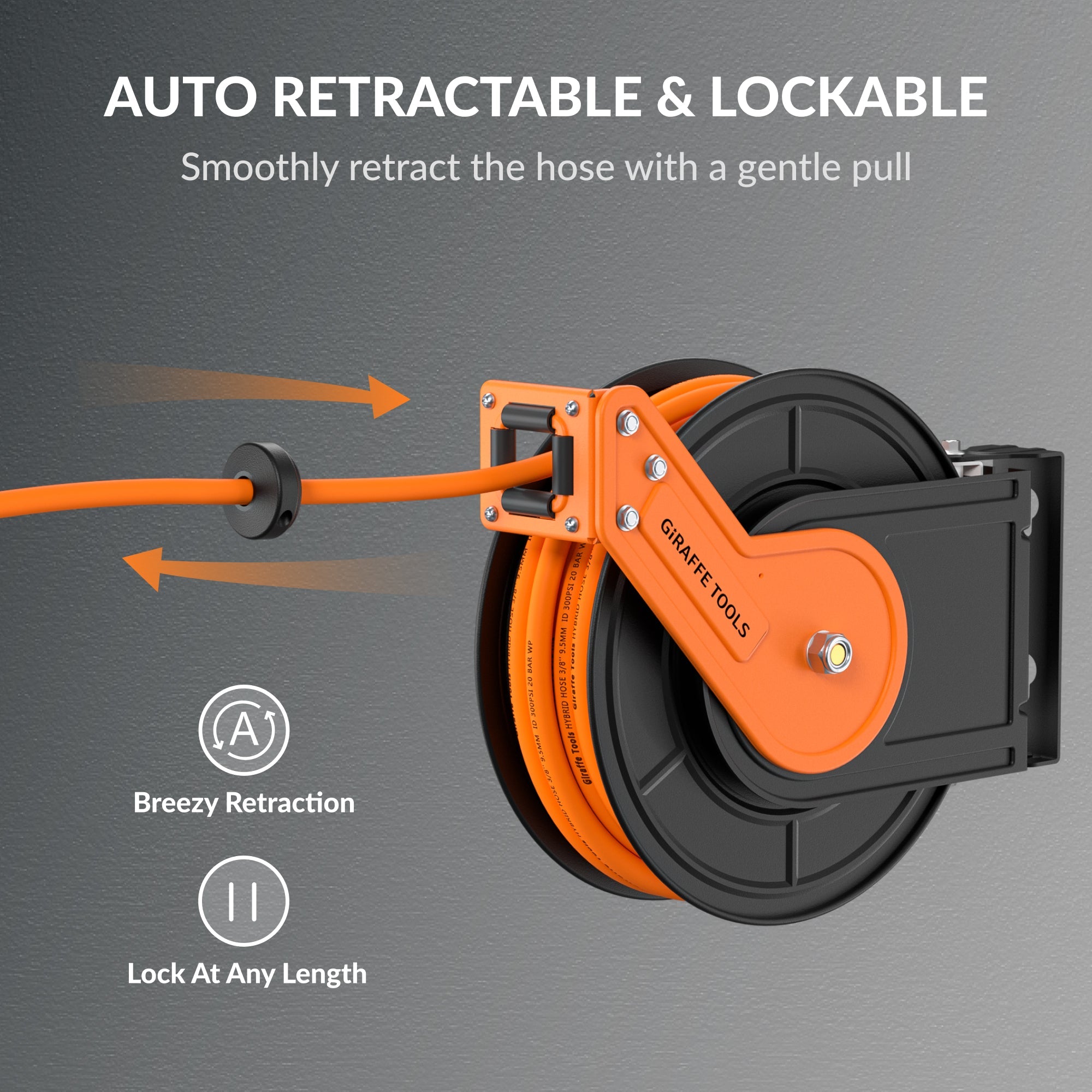 Retractable Air Hose Reel-Alloy Steel Reel-3/8in 25ft-50ft-M.O.R.E.