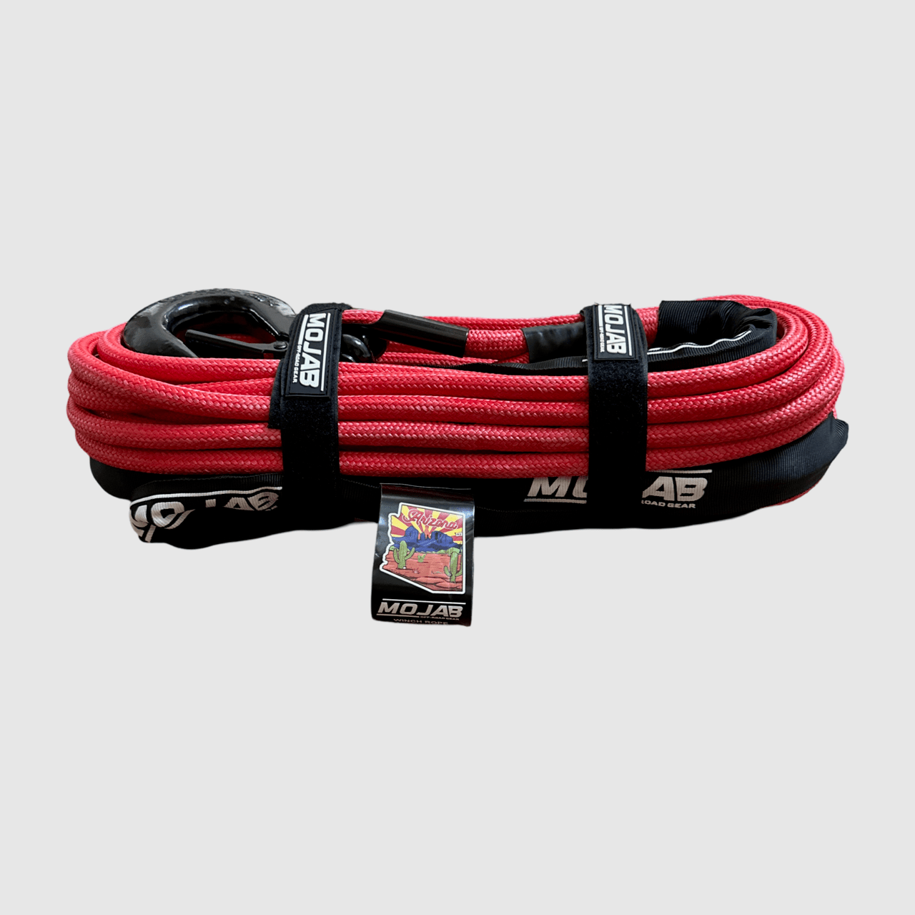 3/8'' x 85' Double Braided Winch Rope with Removeable forged winch hook-M.O.R.E.