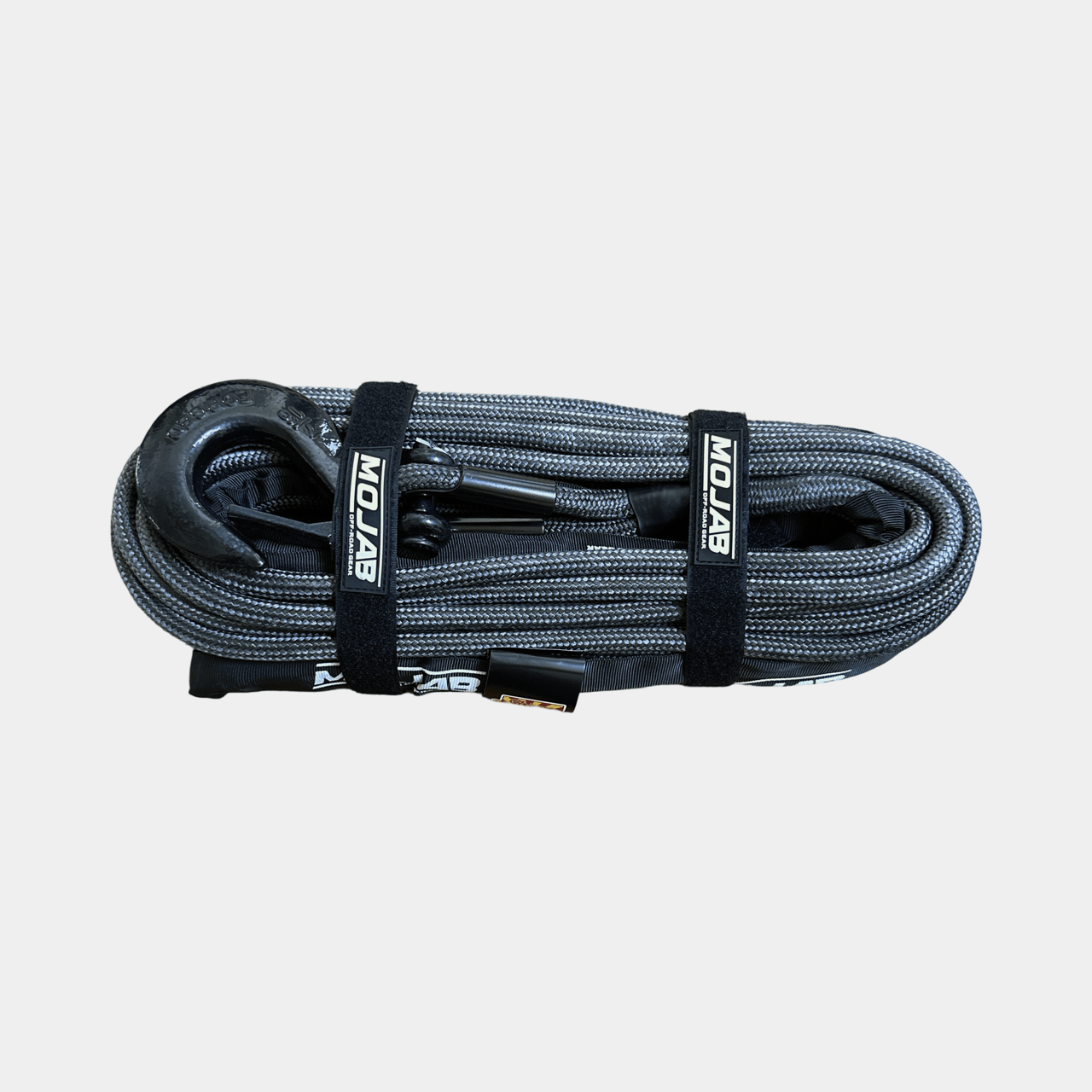 3/8'' x 85' Double Braided Winch Rope with Removeable forged winch hook-M.O.R.E.