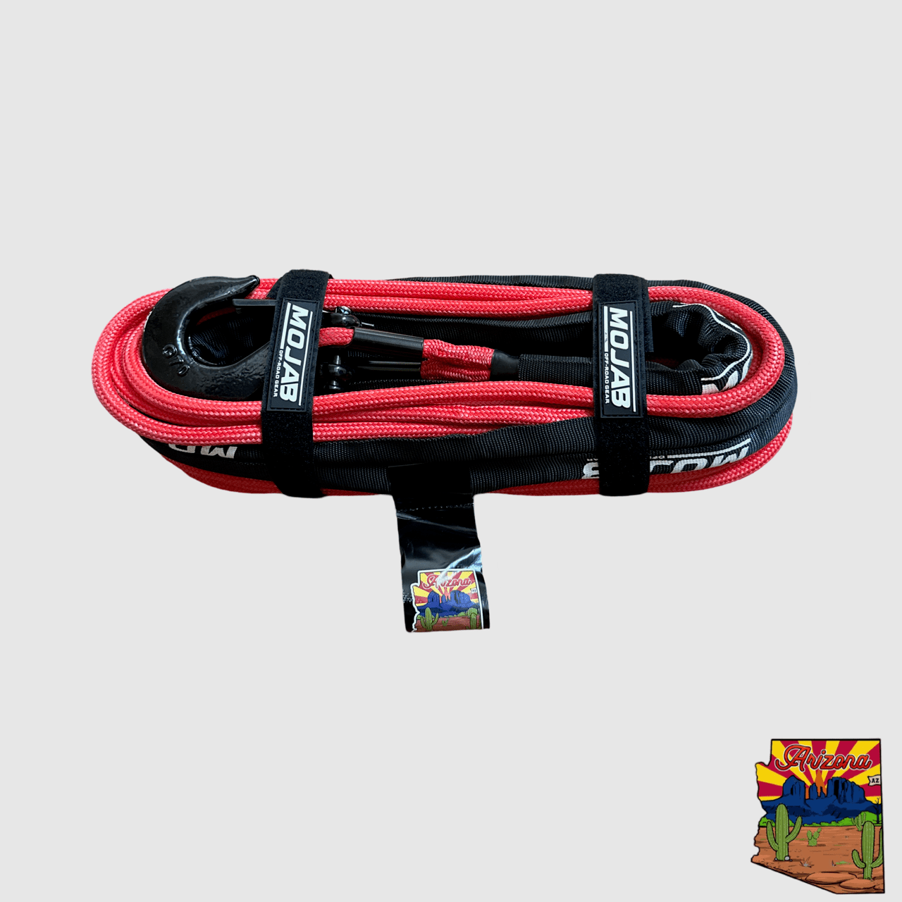 3/8'' x 85' Double Braided Winch Rope with Removeable forged winch hook-M.O.R.E.