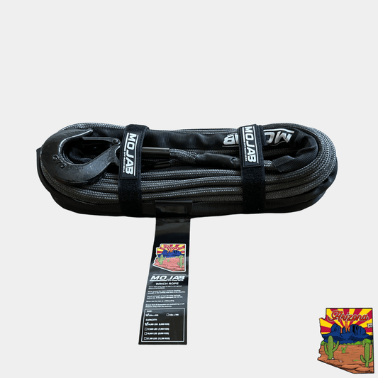3/8'' x 85' Double Braided Winch Rope with Removeable forged winch hook-M.O.R.E.