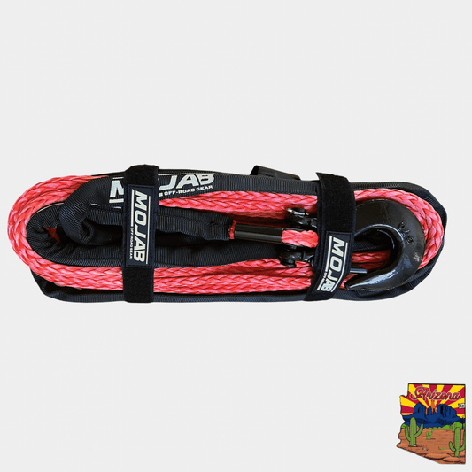 3/8'' x 85' Synthetic Winch Rope with Removeable forged winch hook-M.O.R.E.