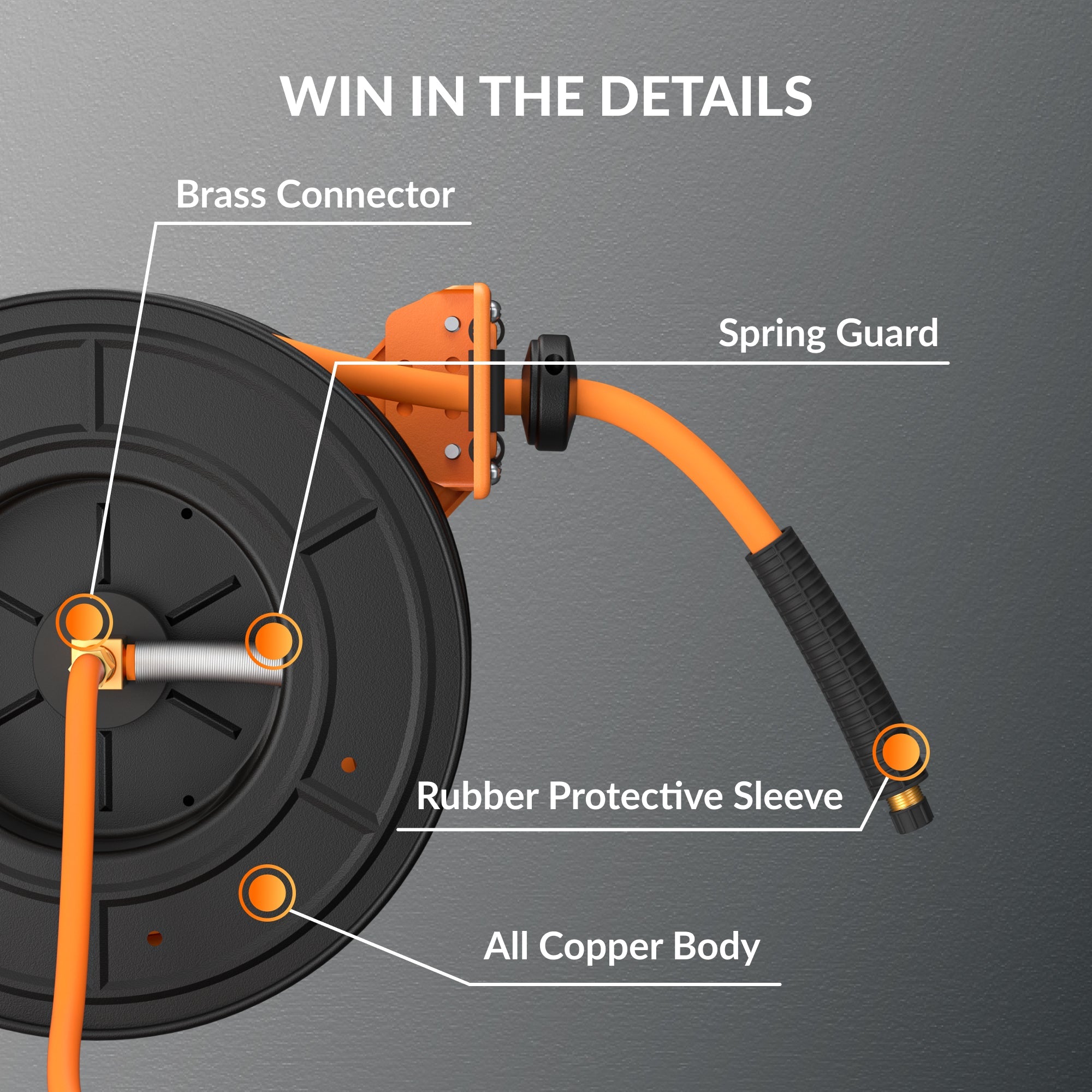 Retractable Air Hose Reel-Alloy Steel Reel-3/8in 25ft-50ft-M.O.R.E.