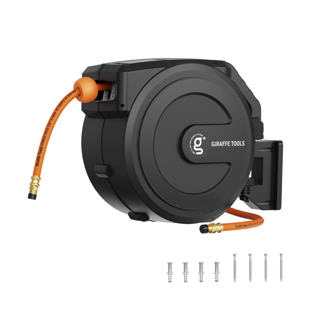 Retractable Air Hose Reel-PP Housing-3/8in-50ft-M.O.R.E.