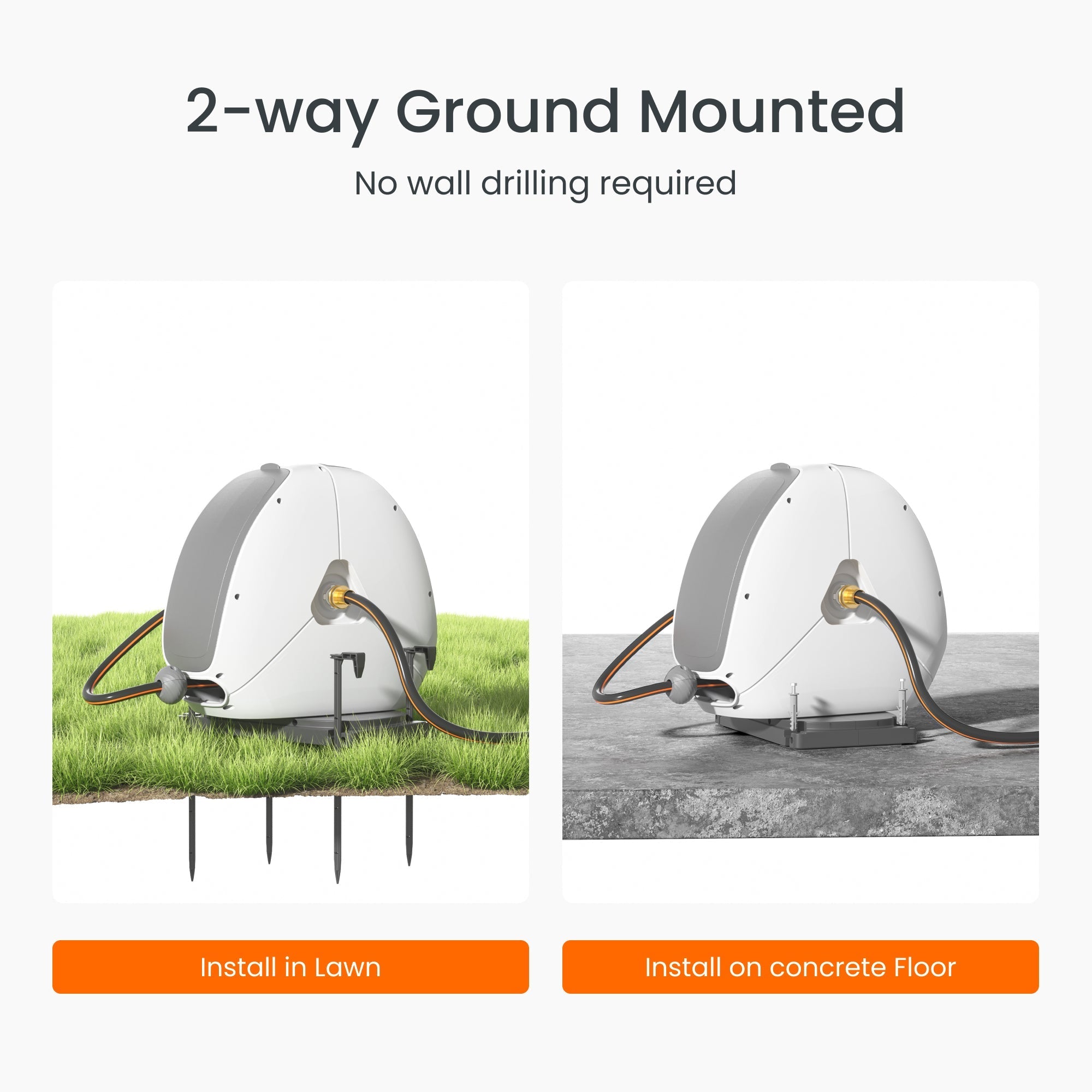 Ground-Mounted Retractable Hose Reel 82ft-130ft-M.O.R.E.