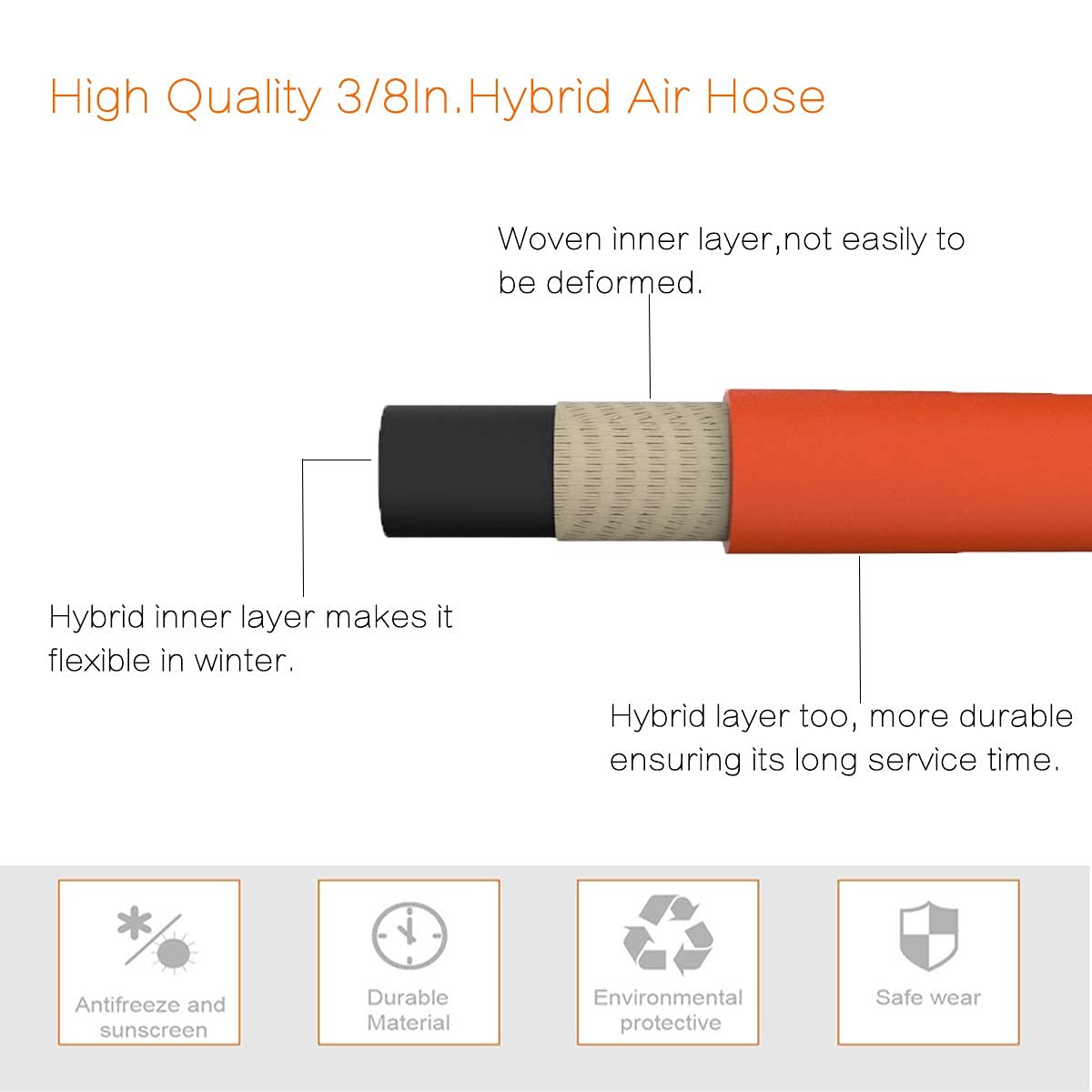 Retractable Air Hose Reel-PP Housing-3/8in-50ft-M.O.R.E.