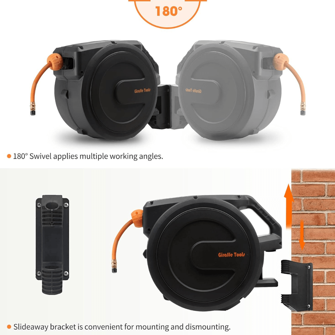 Retractable Air Hose Reel-PP Housing-3/8in-50ft-M.O.R.E.