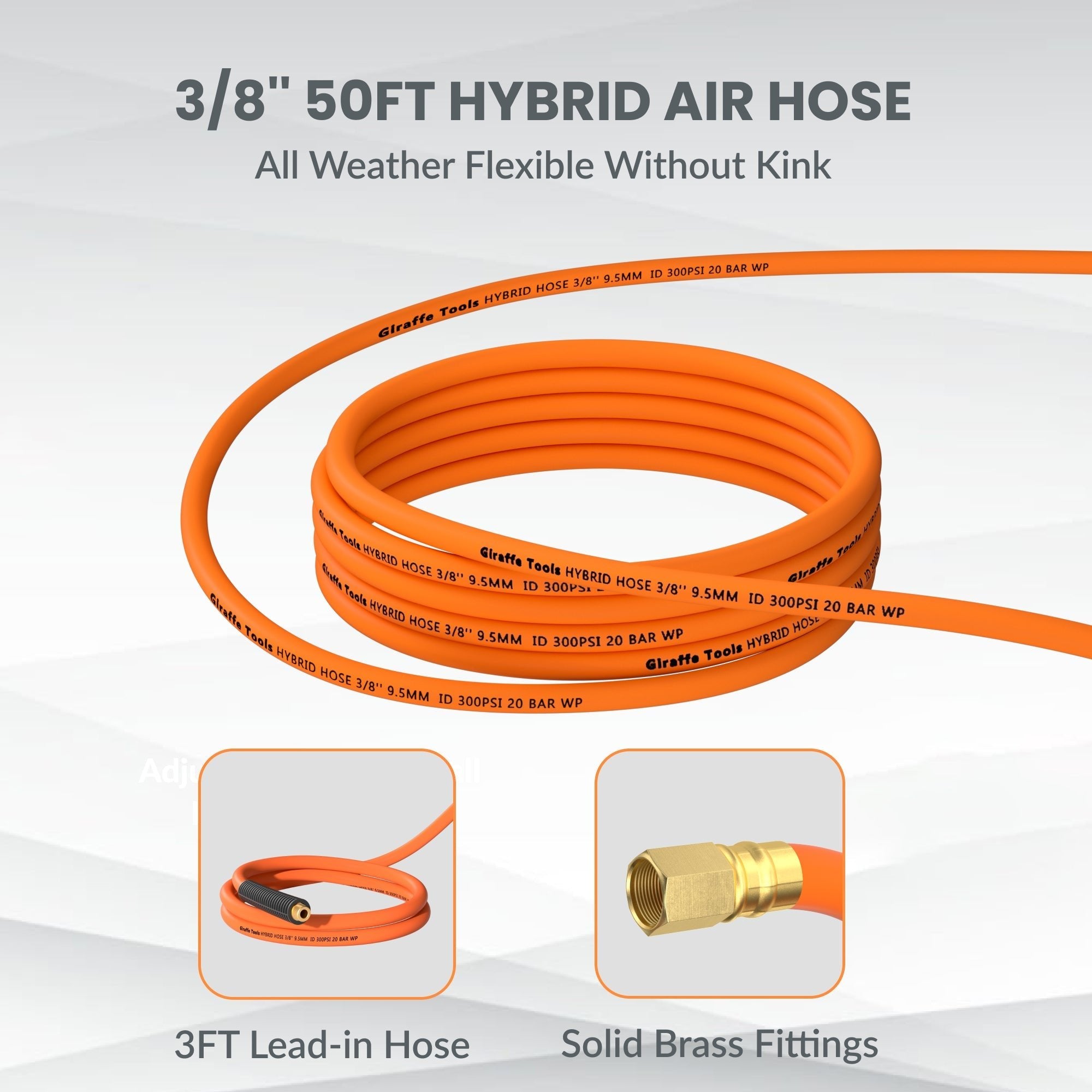 Retractable Air Hose Reel-PP Housing-3/8in-50ft-M.O.R.E.